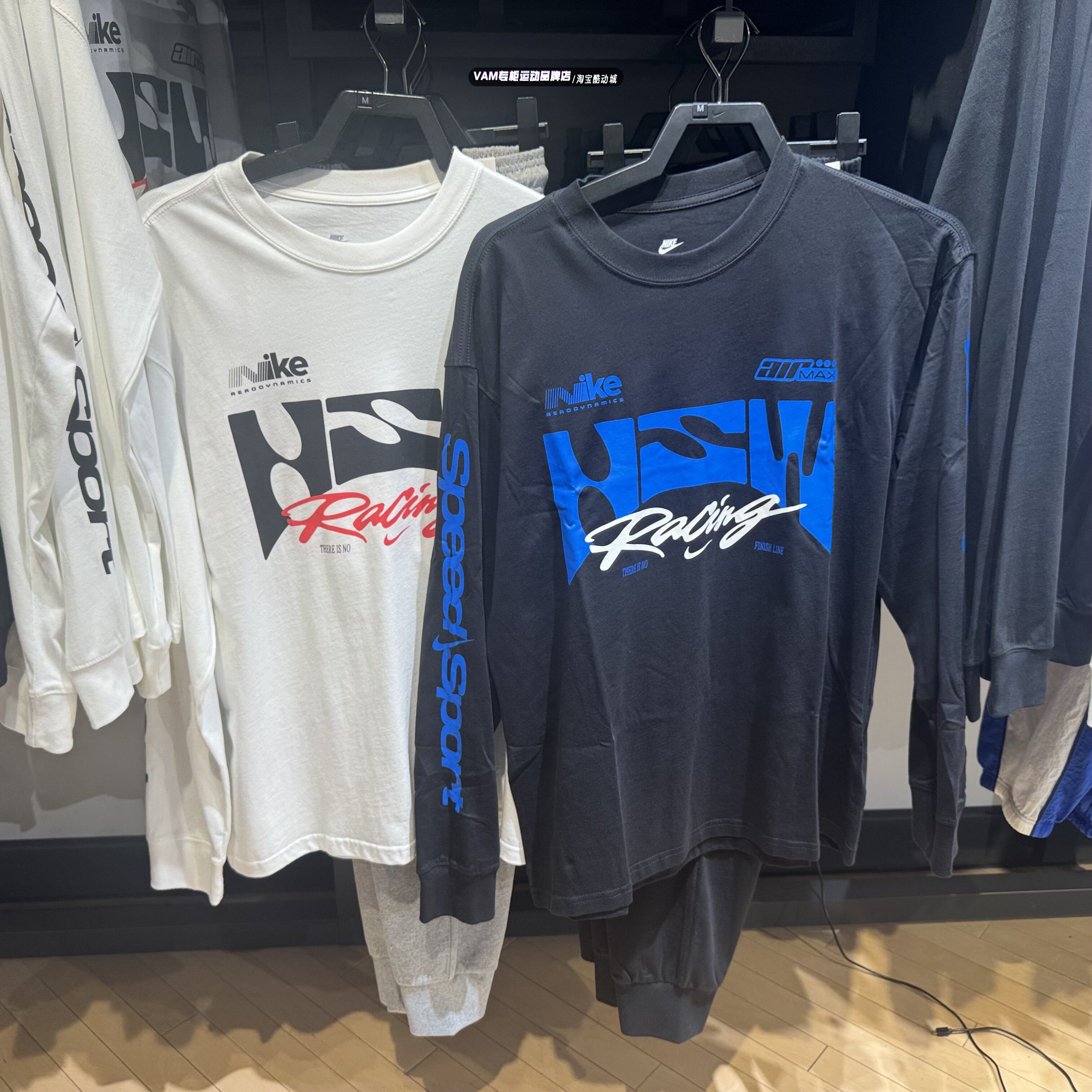 NIKE耐克男子秋新款印花图案宽松休闲套头长袖T恤IM3782-100-010