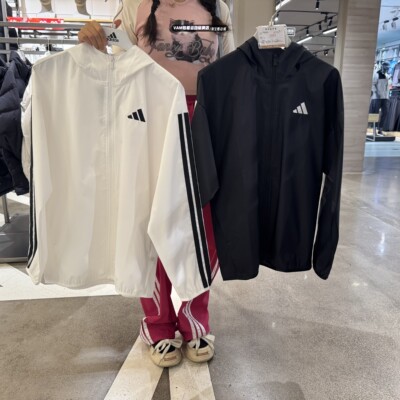 阿迪达斯外套男25秋季新款三条纹梭织连帽夹克外套 IM7848 JF3682