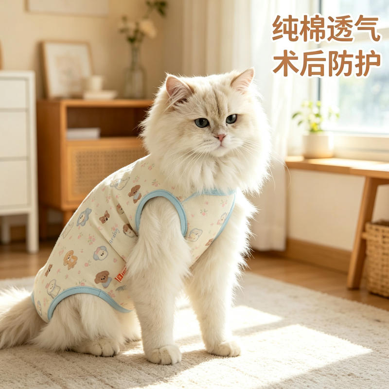 猫咪绝育服母猫绑带手术服防掉毛宠物术后服夏季公猫纯棉小猫衣服