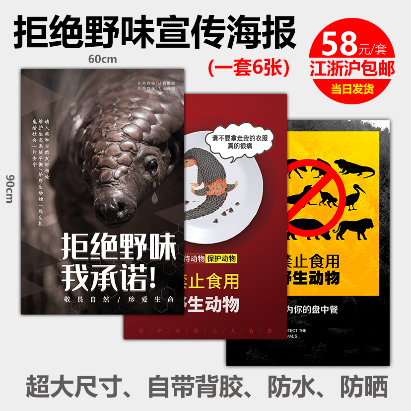 禁止食用野生动物宣传海报拒绝野味环境清理非洲雁烤鸭薄