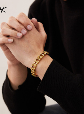 钛钢男士自行车摇滚个性机车手链