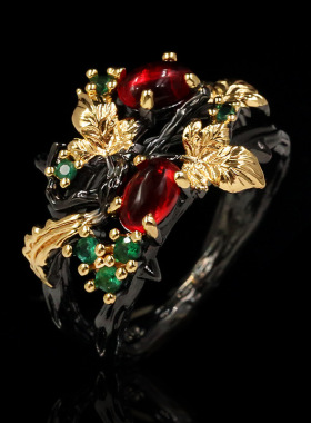欧美时尚流行彩色花卉天使双色女戒指手饰品