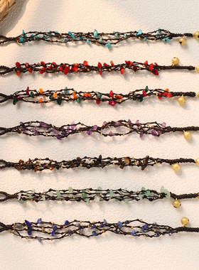 手作森系复古水晶手链多层编织文艺民族风手绳女波西米亚精致手串