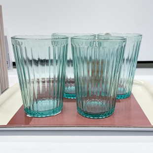 IKEA/宜家 瓦达恩 浅青绿透明钢化玻璃杯4件套 可用洗碗机简约