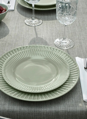 IKEA宜家 斯特里米格 餐盘深盘碟子上菜盘石瓷浅灰绿色浅灰家用