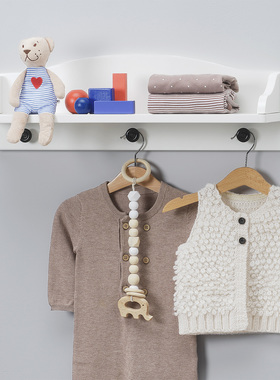 IKEA宜家 索尔古勒 白色墙搁板带挂钩60x19cm白色儿童房挂钩