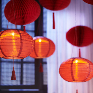 IKEA/宜家 弗斯达 红色LED灯笼悬挂 电池操作 节日装饰营造气氛