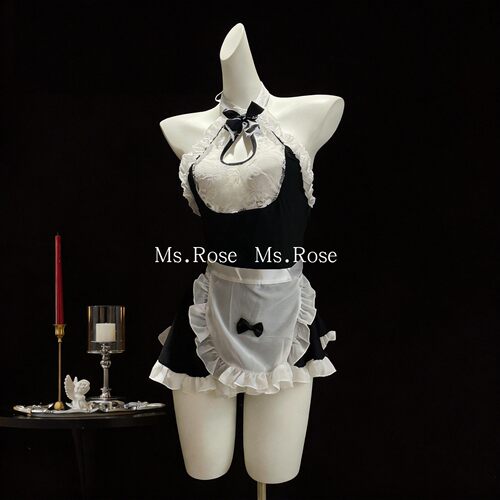 Ms Rose性感女仆制服女装纯欲挂脖蕾丝睡裙女围裙情调趣味qq内衣