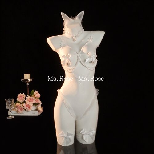 Ms Rose纯欲猫女制服带铃铛情qu床上趣味连体衣禁欲系蕾丝qq内衣