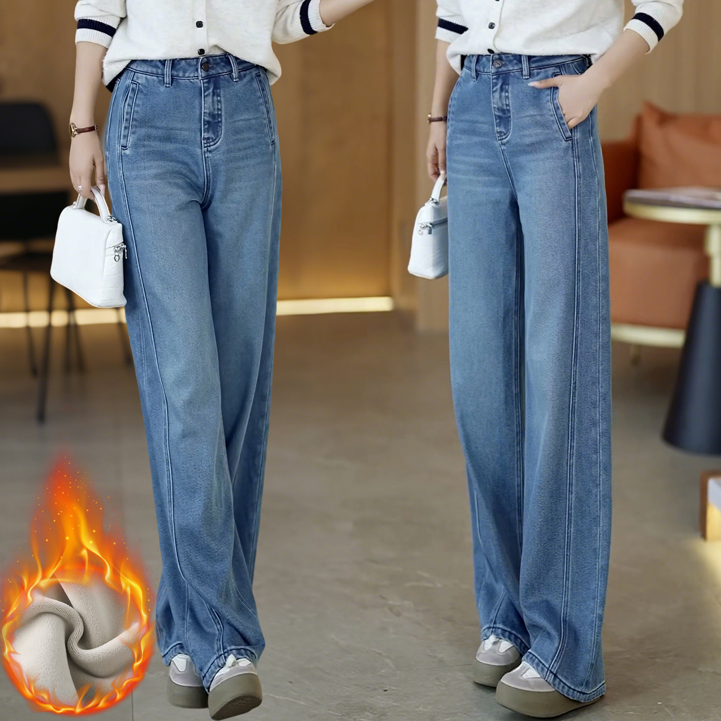 高腰显瘦直筒裤女时尚百搭牛仔裤