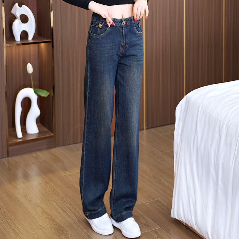 水洗牛仔直筒裤女春秋时尚长裤子