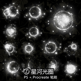 星河光圈procreate笔刷ps笔刷魔法光圈光环光点梦幻画面点缀素材