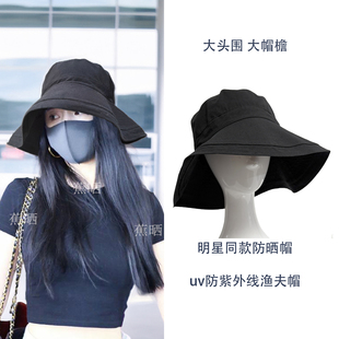 蕉晒下透气渔夫帽女防紫外线大头围UV2025纯棉夏季 薄遮阳帽防晒帽