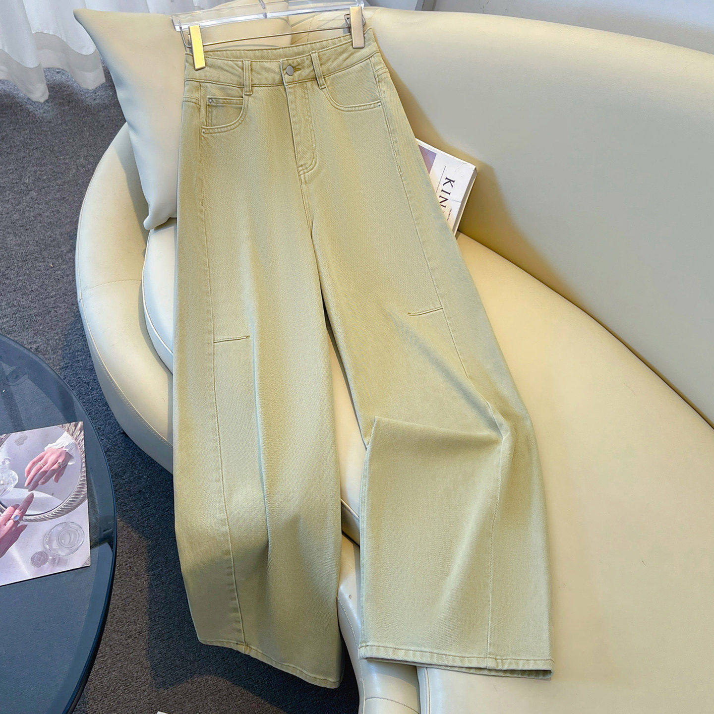 拉夏贝尔高端阔腿牛仔裤女2026款春季遮肚藏肉超好看版型直筒裤子,女装/女士精品,牛仔裤,淘宝优惠券,粉丝福利购,淘宝优惠卷