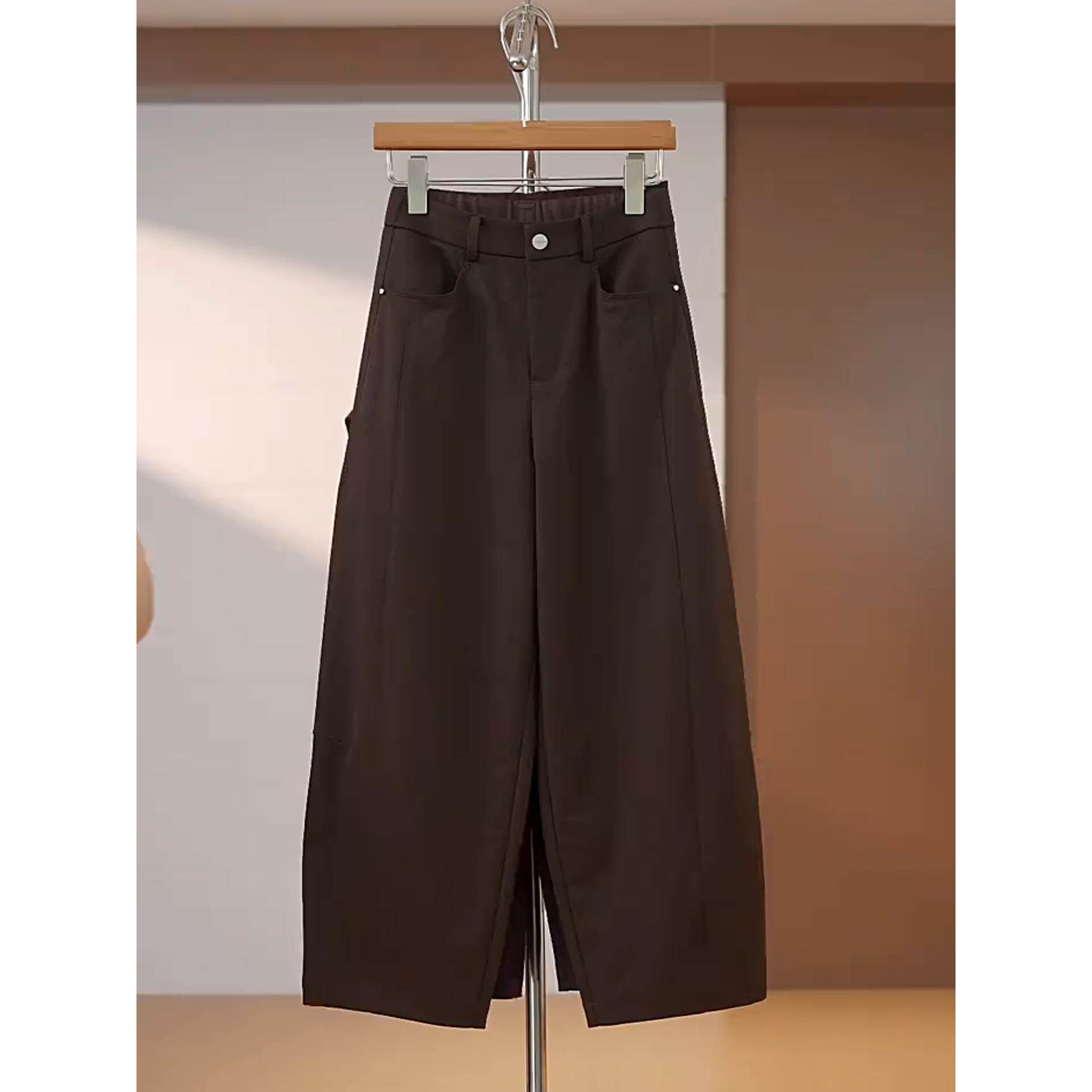 拉夏贝尔窄版香蕉镰刀裤女2025新款秋季垂坠感高腰宽松显瘦阔腿裤,女装/女士精品,大码裤装,淘宝优惠券,粉丝福利购,淘宝优惠卷