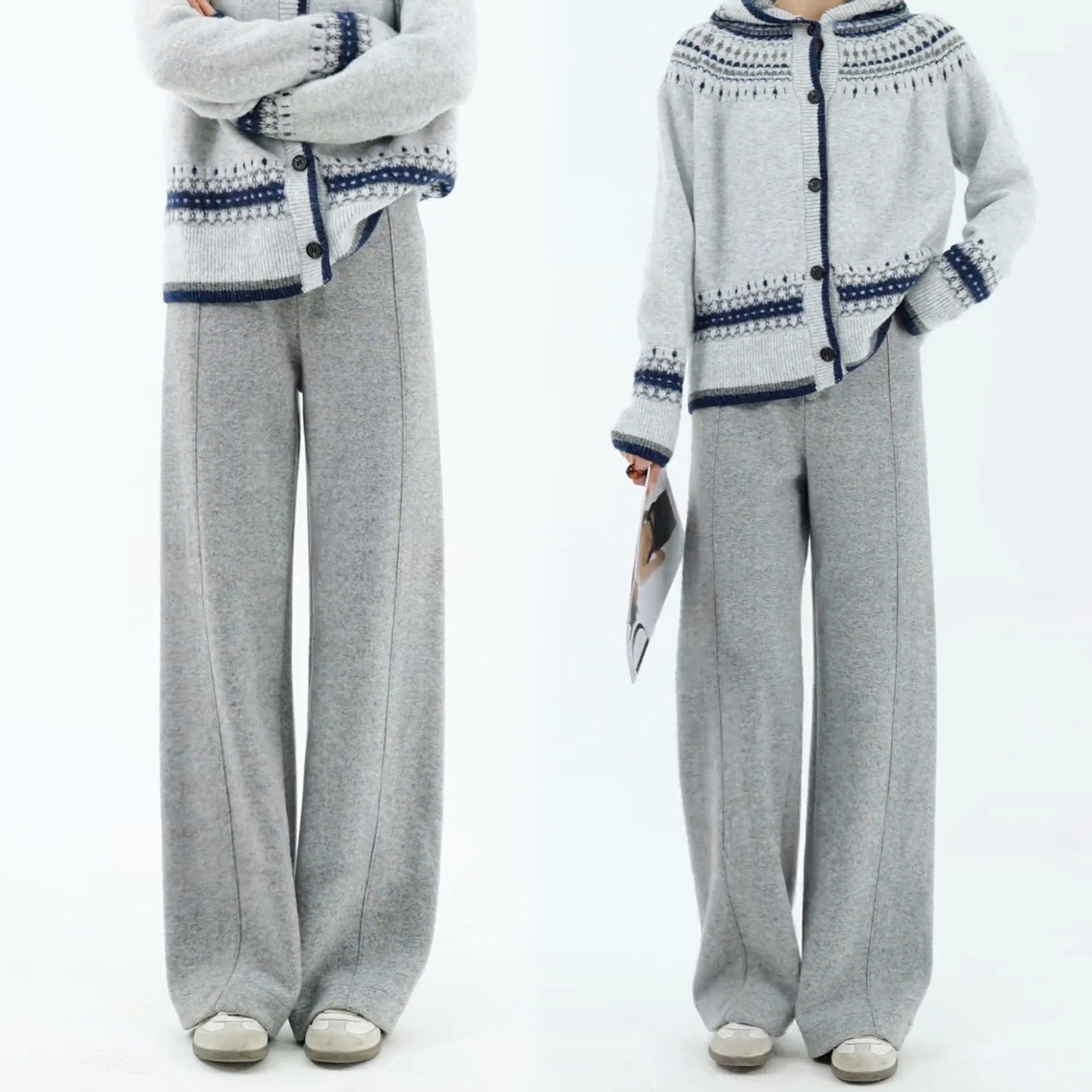 拉夏贝尔高级感羊毛休闲裤女2025冬季新款加绒高腰显瘦弯刀阔腿裤,女装/女士精品,大码裤装,淘宝优惠券,粉丝福利购,淘宝优惠卷