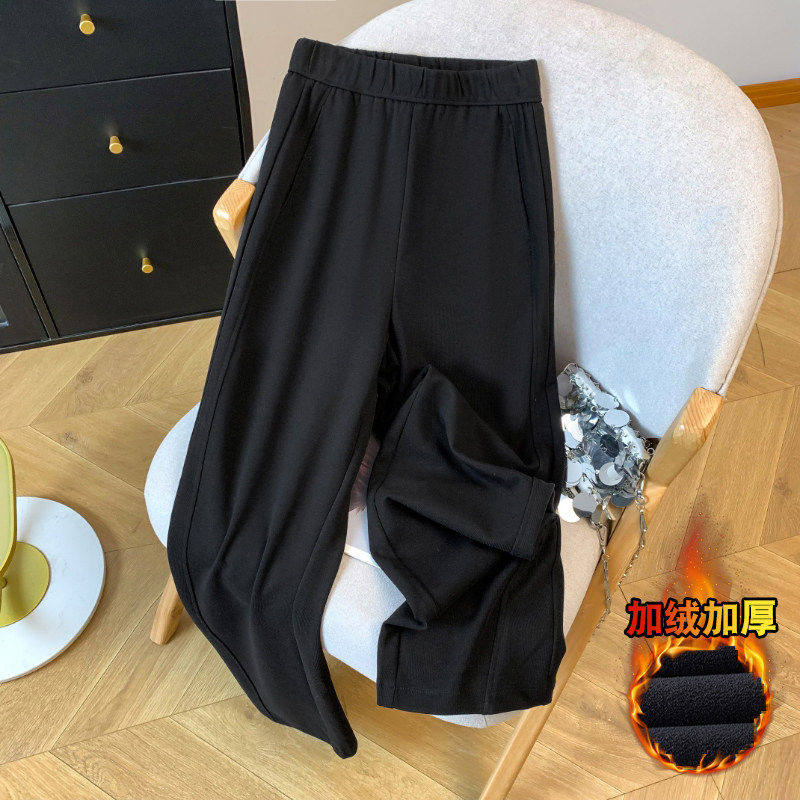 拉夏贝尔阔腿裤女秋冬季2025新款一条过冬加绒裤子休闲直筒运动裤,女装/女士精品,大码裤装,淘宝优惠券,粉丝福利购,淘宝优惠卷