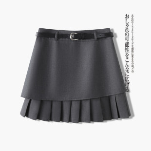 拉夏贝尔复古毛呢短裙女2026春季新款今年流行爆款垂感显瘦半身裙