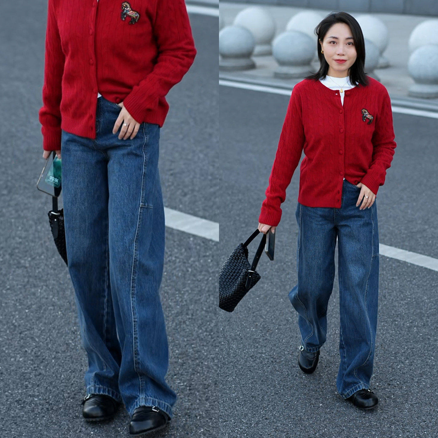 拉夏贝尔版型超好看的牛仔裤女秋冬加绒阔腿裤子宽松2025款弯刀裤,女装/女士精品,大码裤装,淘宝优惠券,粉丝福利购,淘宝优惠卷