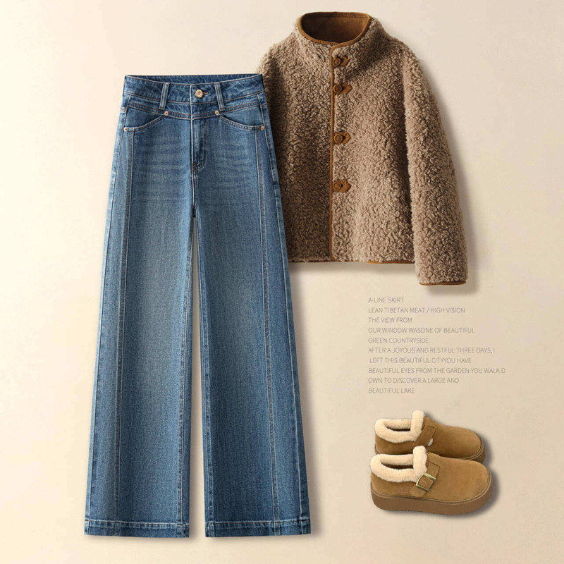 拉夏贝尔牛仔裤女春季2026新款高腰显瘦复古版型好看的九分直筒裤,女装/女士精品,大码裤装,淘宝优惠券,粉丝福利购,淘宝优惠卷