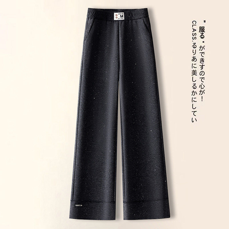 拉夏贝尔亮闪闪星空阔腿裤女2026年春秋季设计感垂坠直筒加绒裤子,女装/女士精品,休闲裤,淘宝优惠券,粉丝福利购,淘宝优惠卷