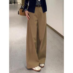 宽松高腰显瘦直筒阔腿裤 拉夏贝尔高级感西装 新款 女2026秋季 弯刀裤