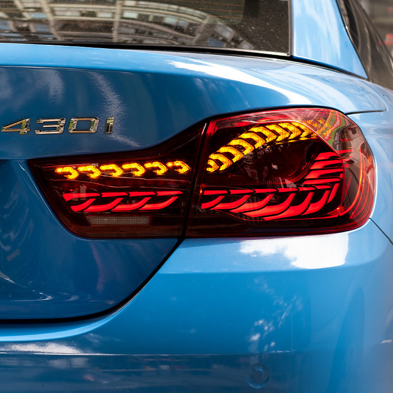 适用于13-20宝马4系m4尾灯总成改装oled双龙鳞尾灯f36f82流光转向