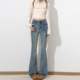 脚喇叭裤 显瘦设计感宽边裤 女2026早春新款 艾格复古微喇毛边牛仔裤