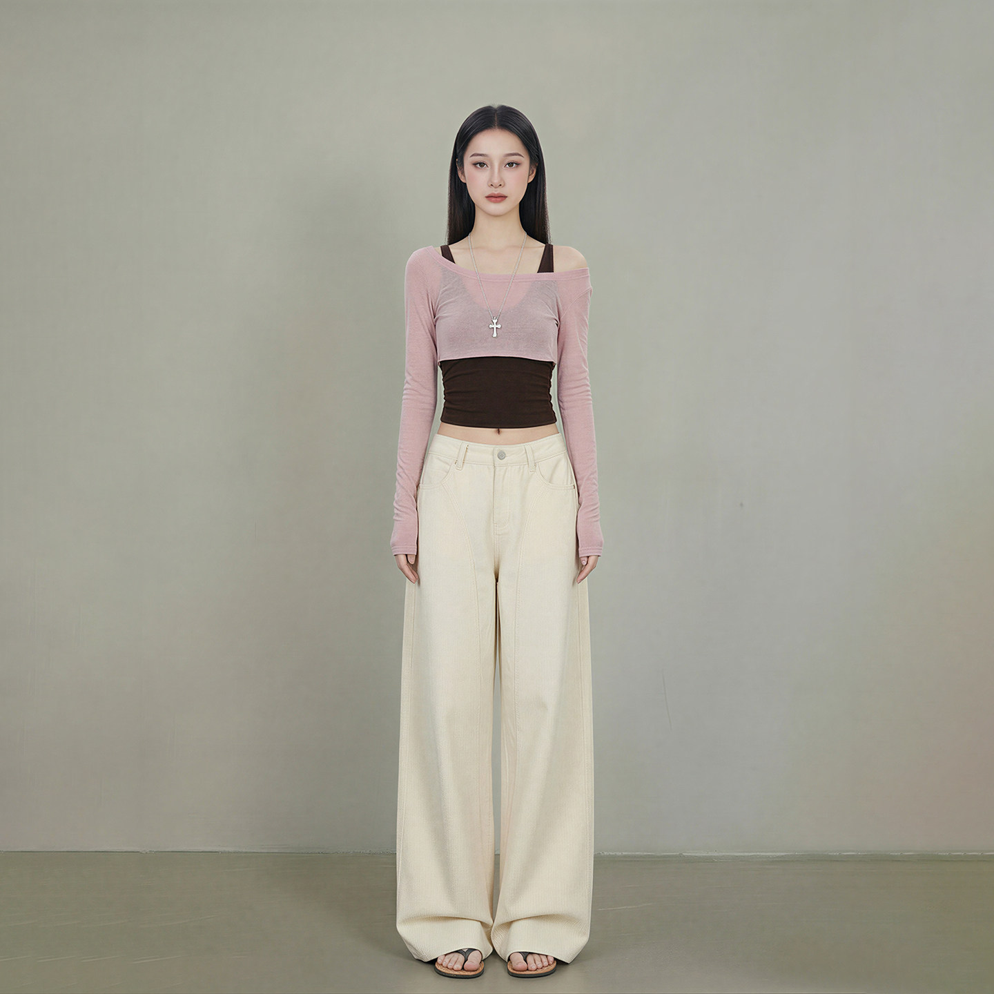 艾格极简风低腰阔腿牛仔裤女杏色百搭休闲裤宽松垂感显瘦拖地长裤,女装/女士精品,牛仔裤,淘宝优惠券,粉丝福利购,淘宝优惠卷