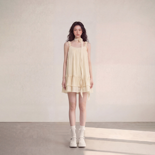 艾格温柔风无袖 宽松裙子 吊带连衣裙女荷叶边蛋糕裙甜美减龄夏季