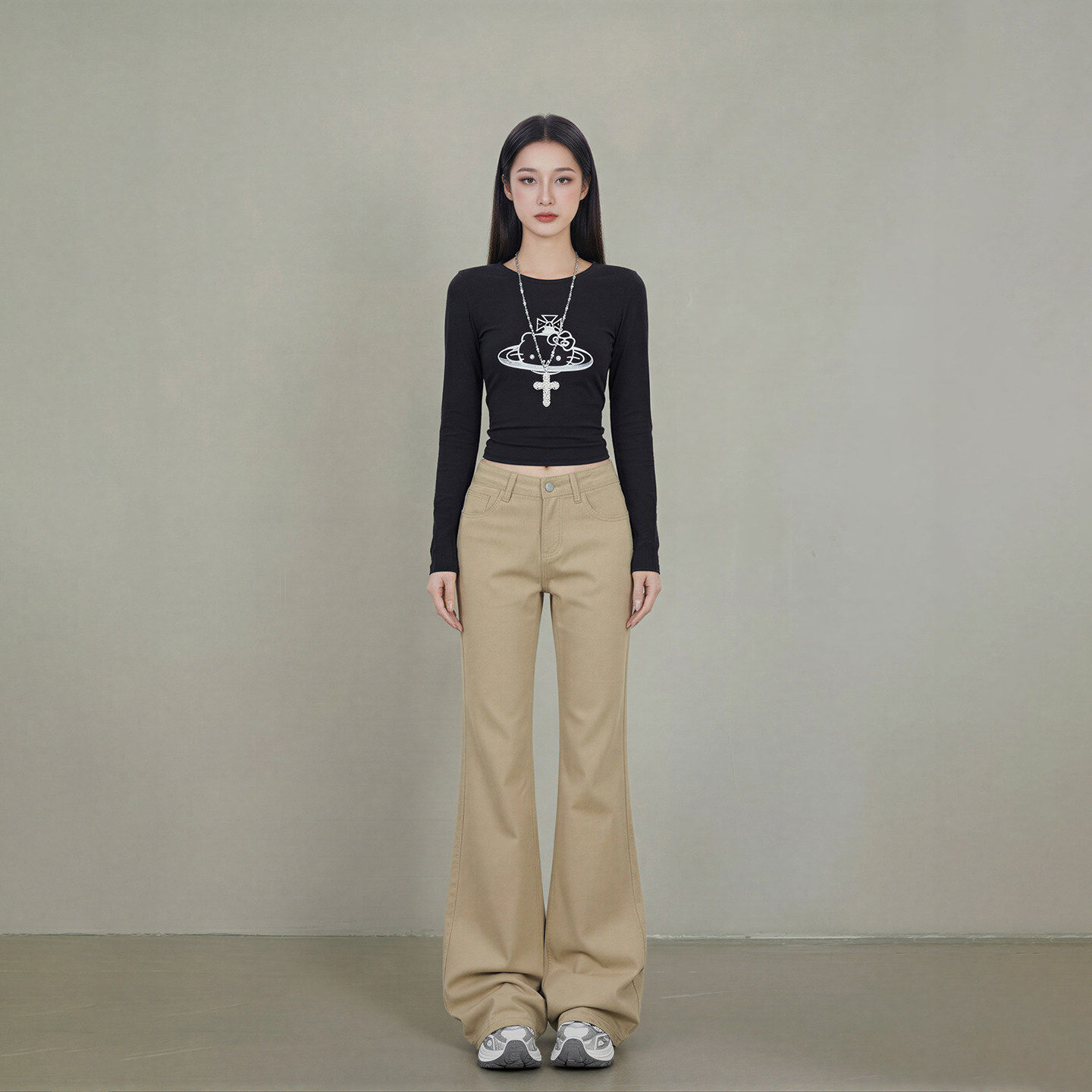 艾格美式复古卡其色微喇牛仔裤女2026春季宽松垂感拖地喇叭裤,女装/女士精品,牛仔裤,淘宝优惠券,粉丝福利购,淘宝优惠卷