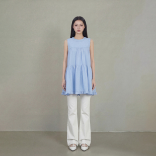 艾格蓝色半身裙女2026A字春日少女风宽松减龄休闲短裙少女中长款