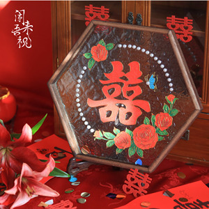 [婚嫁]掐丝珐琅画diy材料包婚嫁摆件手工结婚装饰画礼物伴手礼