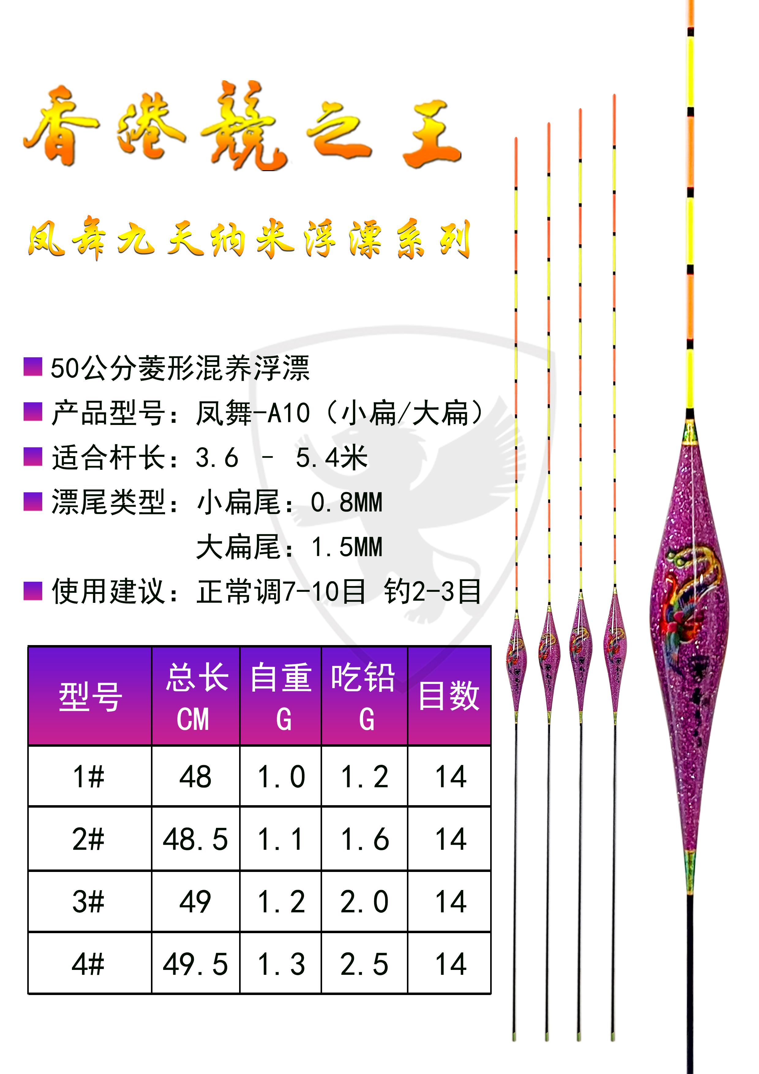 50公分菱形混养浮漂大扁尾