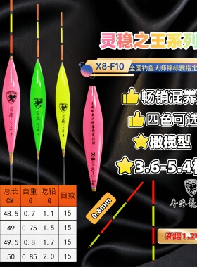 X8-F10灵稳之王混养纳米浮漂小橄榄形黑坑鲤鱼小扁尾（类似款D27)