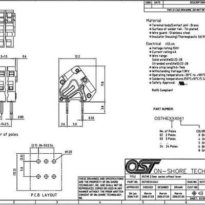 现货供应On Shore/OSTHE024041接线板线至板2POS 2.5MM原装正品