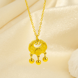 【饰全饰美】金如意平安锁18k金长命锁吊坠女款小金锁吊坠不掉色