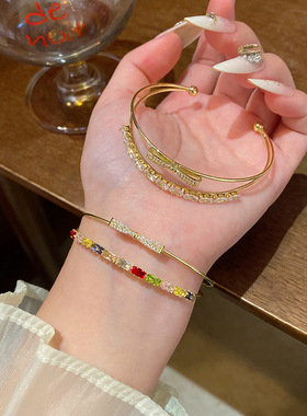 韩系爆闪蝴蝶结双层手镯女款