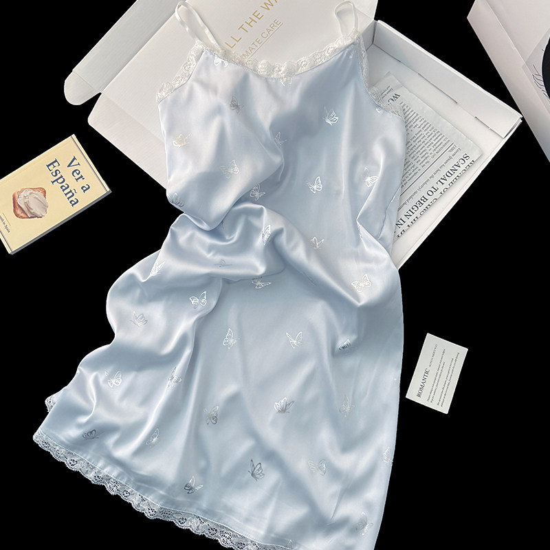 冰丝睡衣女款夏季2025新款吊带蕾丝高级感背心睡裙夏天丝绸家居服