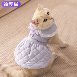 透气两脚衣银渐层猫外出猫咪裙子 猫衣服猫猫秋冬季 亚宠展同款