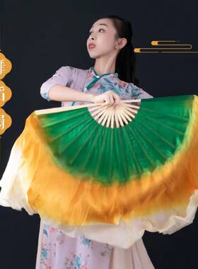 真丝舞蹈扇双面双飘茶乡夜雨扇子
