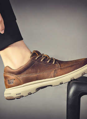 cat卡特男鞋马丁靴秋季新款复古英伦风工装鞋潮男低帮真皮休闲鞋