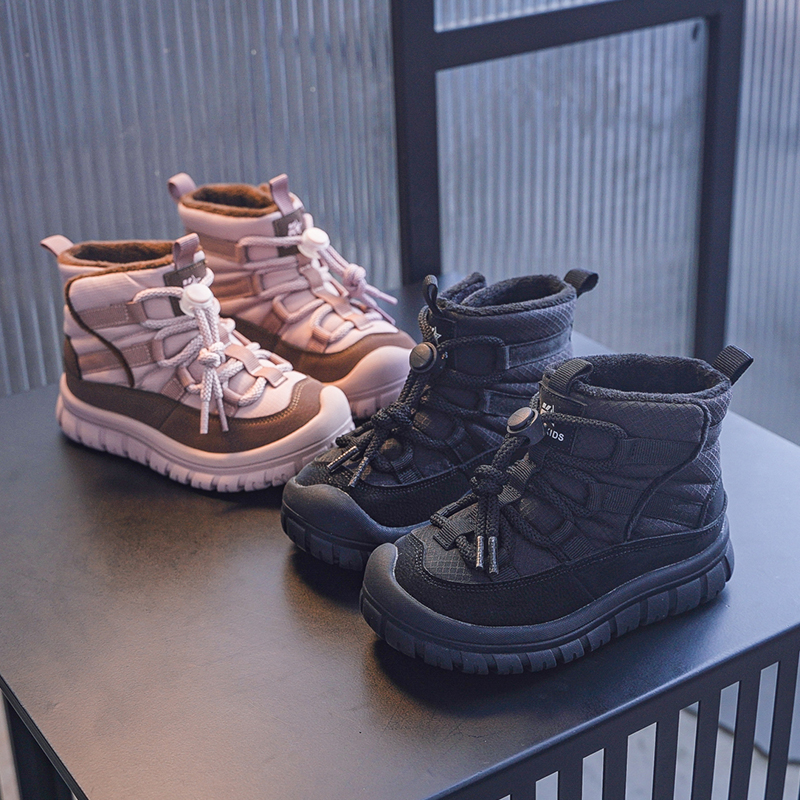 儿童雪地靴2025年冬季新款女童户外登山鞋加绒保暖靴子防滑二棉鞋