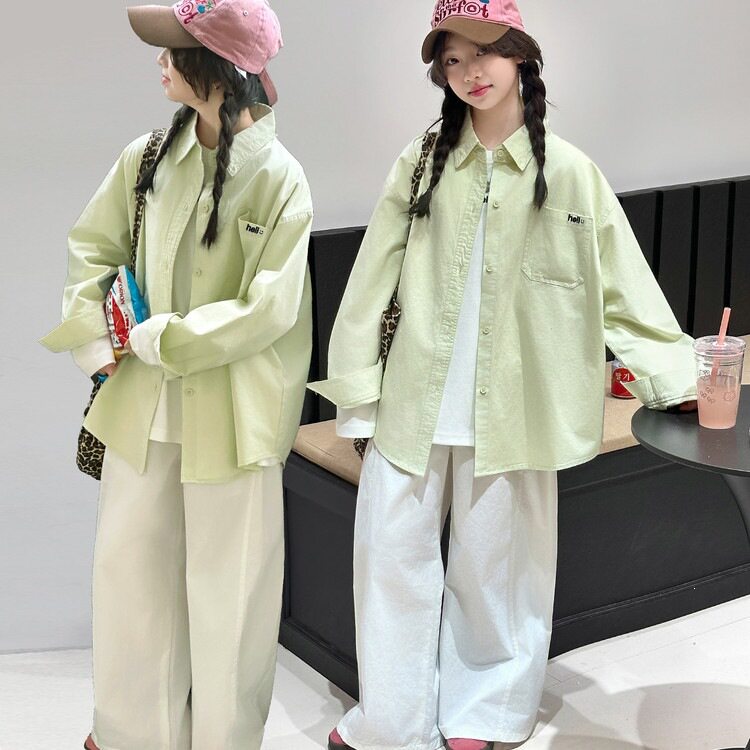女童2026年秋季新款休闲宽松衬衫中大童简单外套春秋湖州织里童装