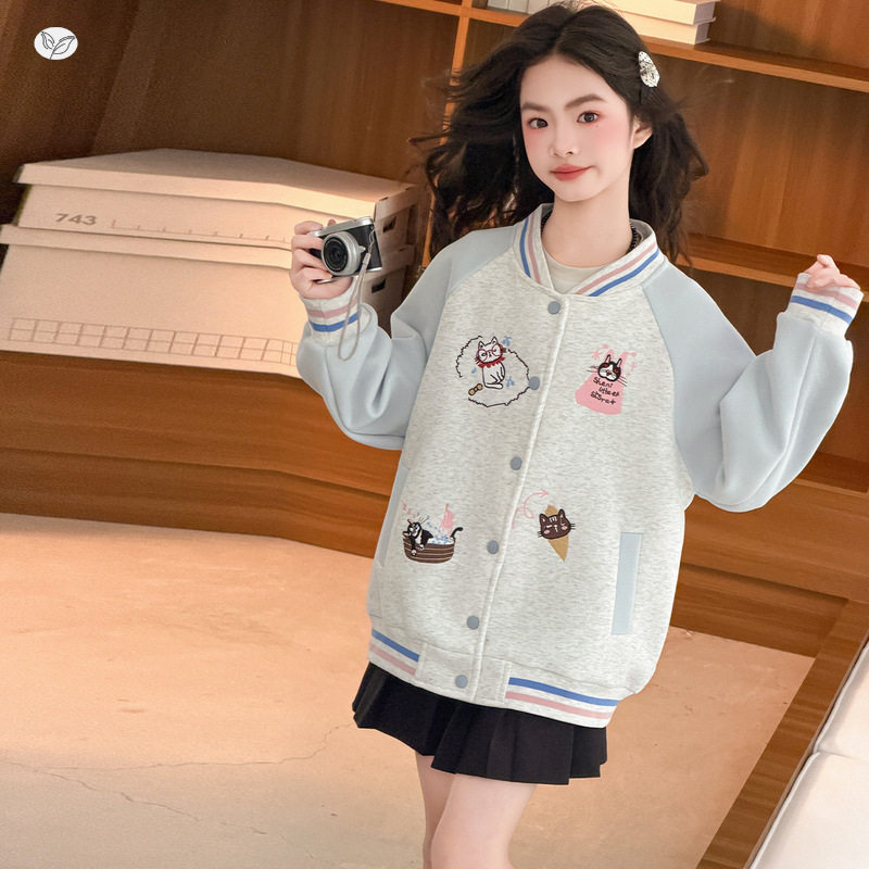 女童秋装超好看棒球服外套2026新款洋气春秋宽松上衣女孩夹克衫潮