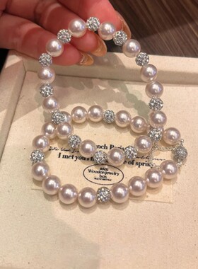 法式曼塔玫瑰镶钻珍珠串珠手链轻奢高级感手环时尚百搭简约手饰女