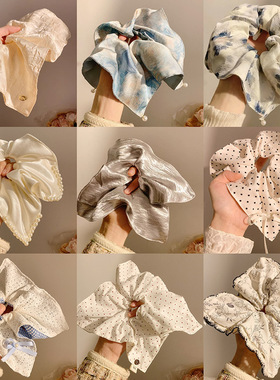 新中式晕染风方巾大肠发圈女款大号高级感方形头绳低马尾发绳发饰