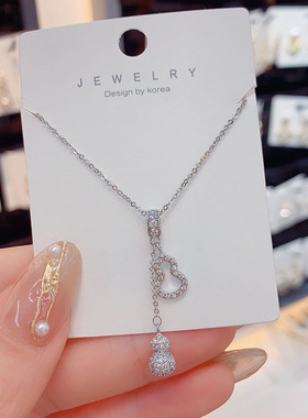 气质水钻流苏镂空吊坠小葫芦项链女网红气质简约设计感网红锁骨链