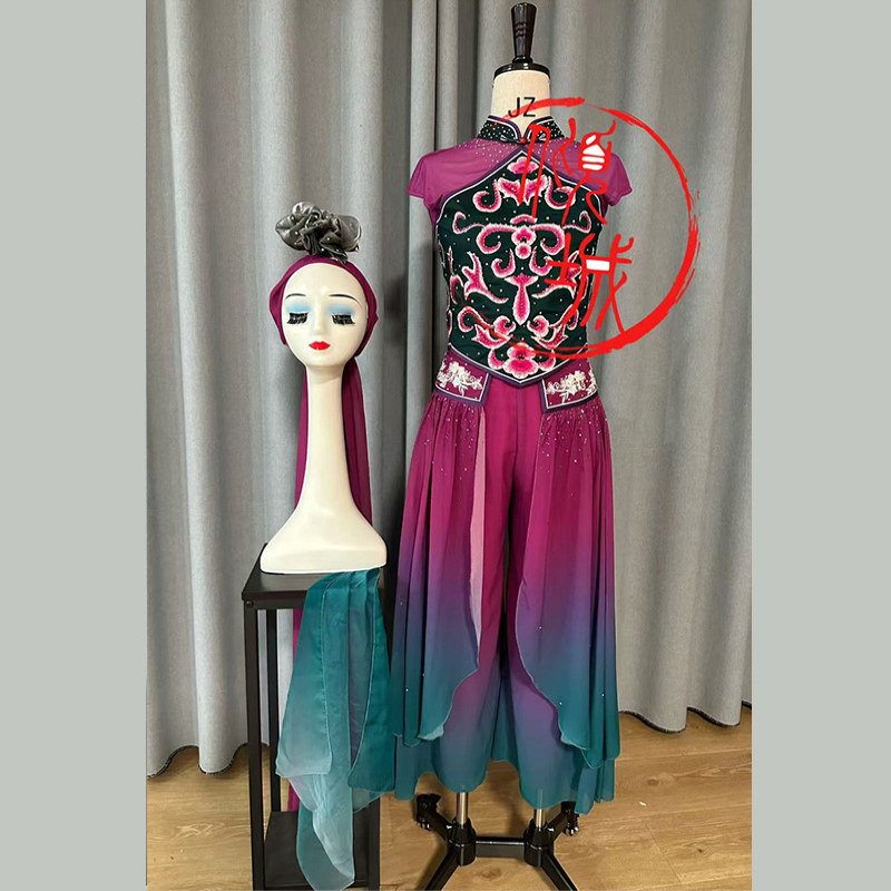 女子民族民间独舞郑佳馨安徽花鼓灯胶州秧歌兰花舞蹈服装艺考原版