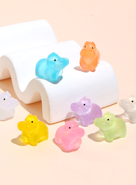 可爱夜光河马树脂工艺品装饰摆件